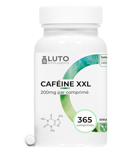 Comprimé de caféine de 200 mg chacun - 365 comprimés - Testé en laboratoire - Sans additifs indésirables - Haute dose - Végétalien - Qualité...