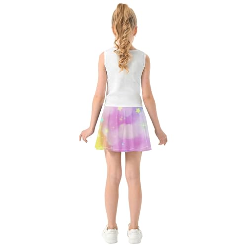 Joisal Running Athletic Shorts Girls Skorts Tennis Skirts Kids Girl Skort Pastel Rainbow Gradient Stars 4t4