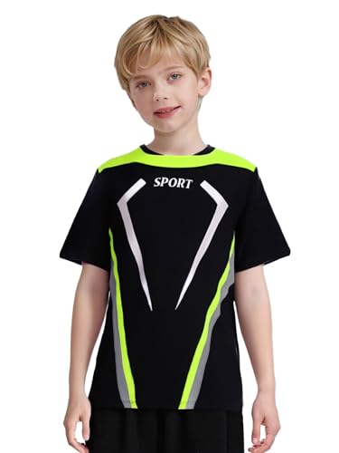 Jugaoge Kids Boys Short Sleeve T-Shirts Moisture-Wicking Soccer Jersey Workout Sport Shirts Summer Tops