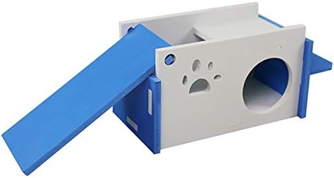 Hamster Cage Hamster Cage Paw Decor Small Animal Hideout House with Ladder for Squirrel(Dark Blue)