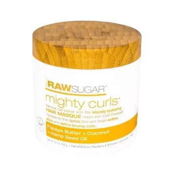 Raw Sugar Mighty Curls Papaya Butter + Coconut Oil + Hemp Seed Oil Hair Masque - 12 fl oz