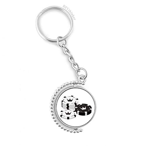 Porte-clés rotatif motif jetons et couronne 1,2 x 3,5 pouces pour clés et accessoires au quotidien