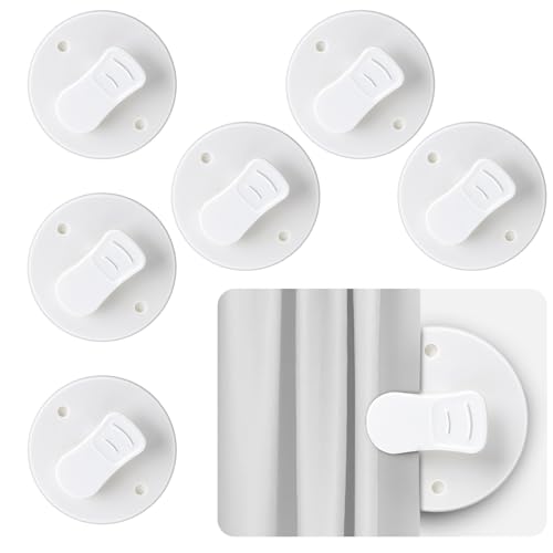Clever Accessories Pack of 6 Shower Curtain Clips - 2 Inch Splash Guard, Windproof Protection, White