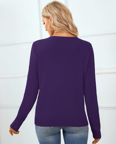 Image of QUALFORT Women's 100% Cotton Sweater, Basic Lightweight Long Sleeve Pullover