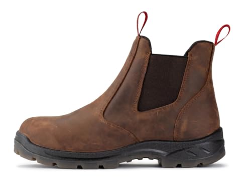 Image of SUREWAY Men's Slip-On Work Boots for Men,Full Grain Leather,Anti-Static,Water /Slip Resistant,Fire Station Mechanic Industrial Construction Safety Boots /Shoes for Men