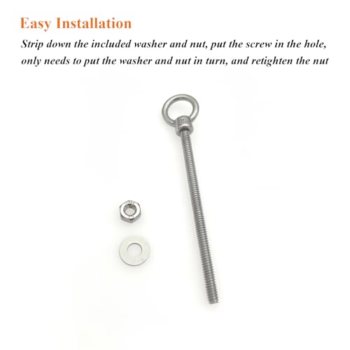 Image of Threaded Eyebolts 304 Stainless Steel Shoulder Eye Bolt Heavy Duty Anti-Corrosion and Anti-Rust Lifting Ring Eyebolts with Nuts and Washers 10pcs 1 /4 inch x 4 inch