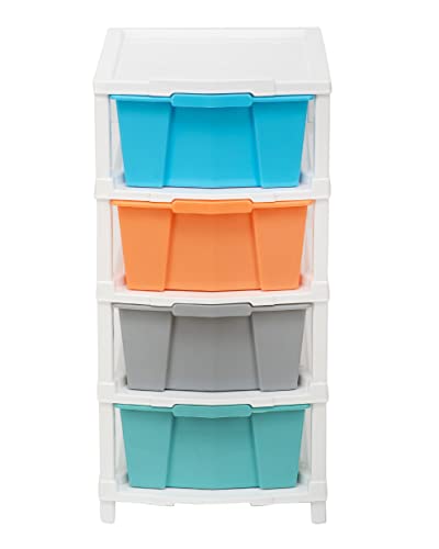 Image of Joyful Studio 4 Regular Plastic Modular Drawer System for Home, Office, Hospital, Parlor, School, Home and Kids, Product Dimension When assembeled (31cmx39cmx60 cm) (Studio4 /Pastel, Multicolour)