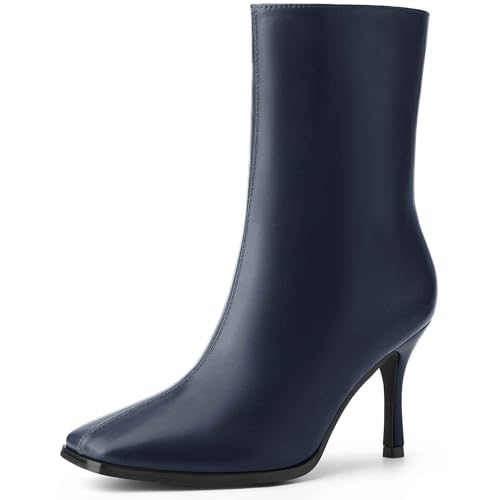 Perphy Square Toe Side Zip Stiletto High Heel Ankle Boots for Women