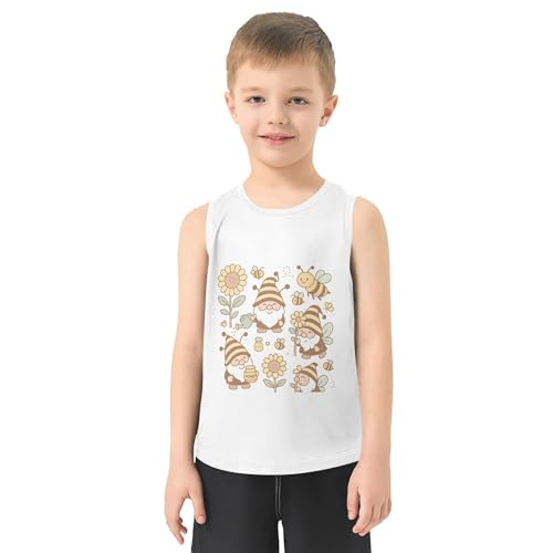 Cartoon Gnomes and Bees Boys Tshirts Tank Tops Sleeveless Kids Vest Athletic Clothes for Travel Running Cycling 3T2