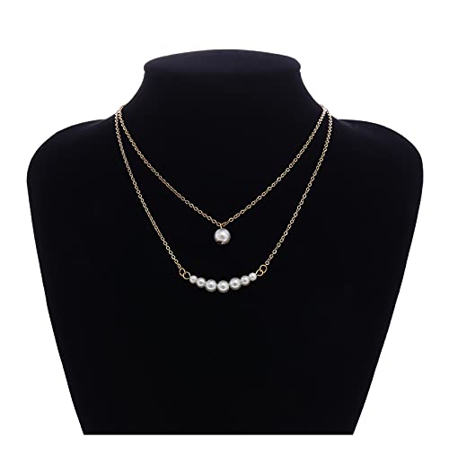 Choker perles blanches élégant collier ras de cou superposé pour mariage et soirée