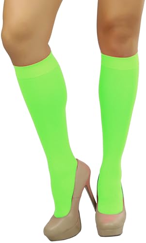 Image of ToBeInStyle Women's Opaque Knee High Nylon Fashion Socks Solid & w /Front Satin Bow