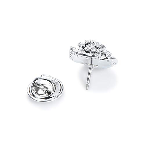 Image of Elegant Crystal Blooming Rose Flower Brooch Lapel Pin Breastpin for Women Birdal Cardigan Hat Scarf Suit Sweater Floral Pins