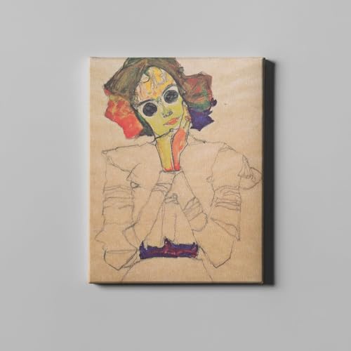Lienzo de Egon Schiele Chica Amarilla y Naranja mediano cuadro expresionista