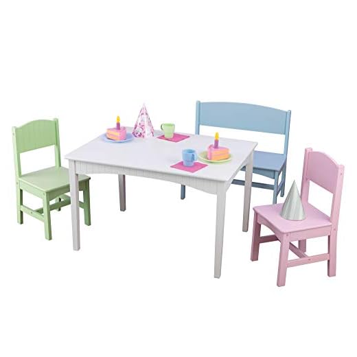 KidKraft Nantucket Table with Bench and 2 Chairs - Pastel