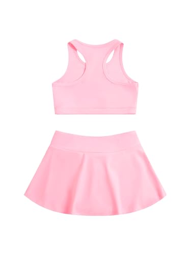 Image of SOLY HUX Toddler Girl's 2 Piece Workout Outfits Lightweight Crop Tank Tops and Skort Athletic Set