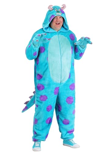 Disney & Pixar Monsters Inc Sulley Plus Size Adult Costume with Tail, Hood, & Hand Covers | Halloween Character Outfit 3X
