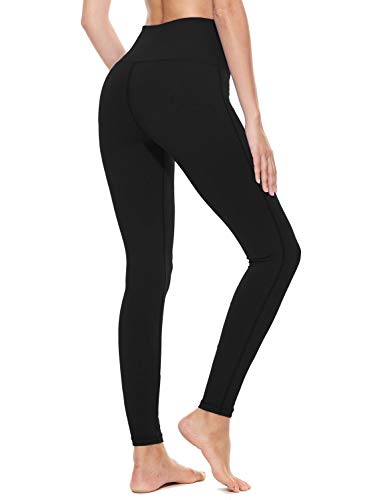 BALEAF Women's Yoga Leggings High Waisted Tummy Control Pants Non See-Through Fabric Black Size XL