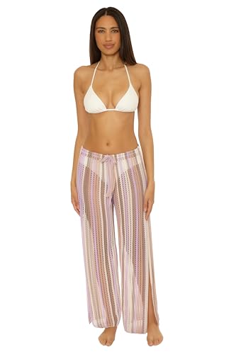 BECCA womens Paradise Crochet Pants, Casual, Wide Leg, Beach Cover Ups for Women