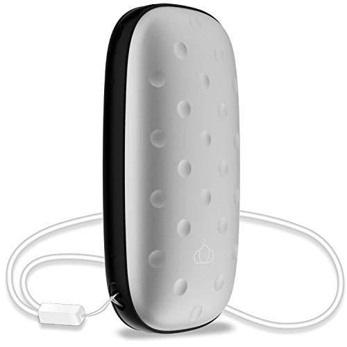 XGUO Rechargeable Hand Warmer 5200mAh Double-Side Heating Electric Hand Warmers Portable PowerBank with LED Flashlight Winter Gift for Family Women Men Mom Father Friends -Silver