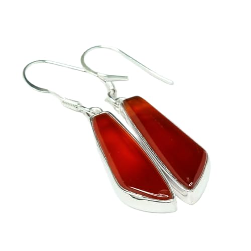 Boucles d'oreilles cornaline anti-allergie en argent sterling 925 véritable lisse