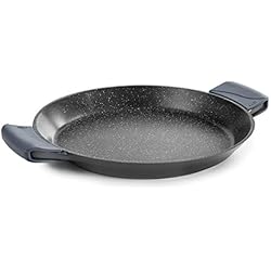 Paellera Piedra Lacor 25440 Paellera con Asas de Silicona, Recubrimiento Antiadherente, Apta para Inducción, Ecológica, Sin PFOA, Aluminio Fundido, 40cm, Negro