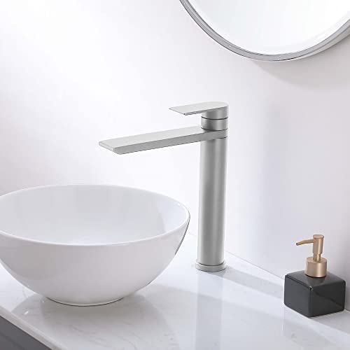 Kingo Home Brushed Nickel Vessel Faucet Single Handle Tall Vessel Sink Faucet Vanity Bathroom Faucet,Bathroom Sink Faucet Rv Lavatory Vanity Faucet Bathroom Basin Mixer Tap With Water Supply Hose #TOP5