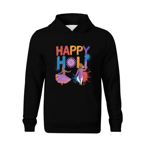 Kids Retro Happy Holi Festival Colors Boys Girls Lightweight Kangaroo Pocket Fleece Hoodies2