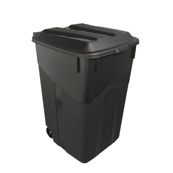 45 Gallon Wheelie Household Trash Can with Lid, Black