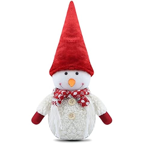 Godeufe Christmas Snowman Gonk Doll Figurines Plush Handmade Christmas Decorations with Scarf for Home Winter Elf Dwarf Xmas Tomte Farmhouse Holiday Kitchen Party Tiered Tray Ornaments 42cm (Red) Cover