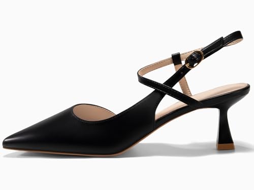 Womens Low Kitten Heel Closed Pointed Toe Slingback Pumps Heels Slip On Heeled Sandals Dress Shoes4