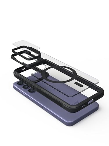 Image of Pirum Back Cover Case for Samsung Galaxy S25 Plus | Flex Stand Series | Kickstand with Camera Cover | Wireless Charging Compatible | Matte Black