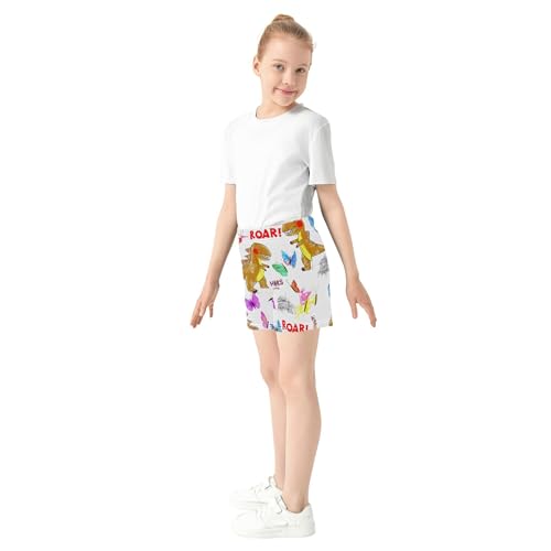 Girls Cute Cartoon Dinosaur Smile Shorts Colorful Athletic Summer Pajama Bottoms Youth Comfy Activewear, X-Small4