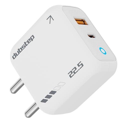 Image of Dubstep Sprint 22.5W Fast Charger with PD & USB Output Supports Samsung, Xiaomi Phones,Nothing, All Android and iPhone (Adaptor Only, White)