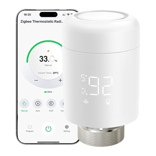 Intelligentes Thermostat-Heizkörperventil, TRVZB, intelligenter Heizungsthermostat mit App/Sprachsteuerung, Zigbee-Thermostat-Heizkörperventil, einfache Installation, kompatibel mit Alexa/Google Home