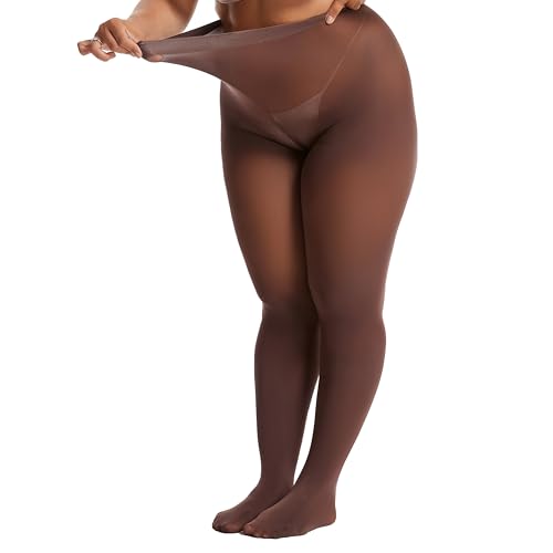 Image of Frola Plus Size Tights for Women Semi Opaque Control Top High Waist Stockings 60 Denier Women's Pantyhose 2X 3X 4X 5X
