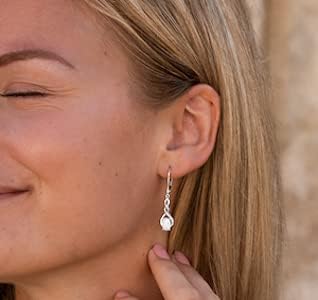 Miniatura 4 de Pendientes de ópalo creados en laboratorio con acento de diamantes en plata de ley o placa de oro amarillo