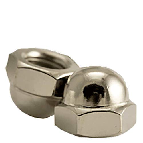 1/4"-20 Acorn Nuts, Steel, Nickel Plated, 250 Pack | Domed cap covers exposed threads.