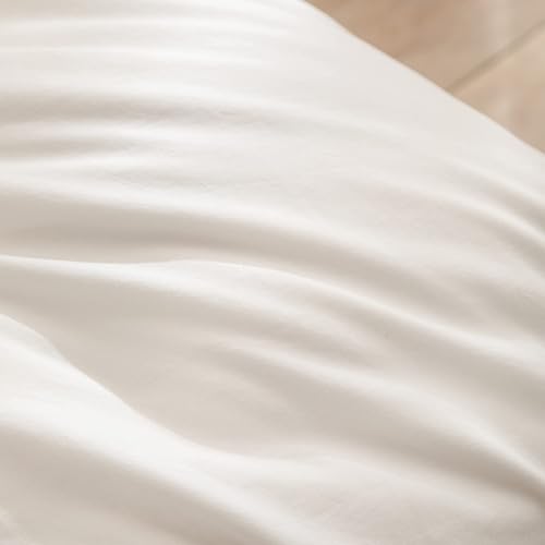 Image of BESTOUCH Cotton Solid Duvet Cover Set Linen Feel Off White Alaska King | 100% Washed Cotton, Soft Wrinkle Texture, Hidden Zipper, 8 Ties, Breathable Lightweight Durable Comfy, 3 Pcs No Insert