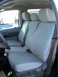 Durafit Seat Covers F480-X4 - para F150-F550 Front 402040 Split Seat Fundas de asiento personalizadas, consola de apertura gris pardo automotriz