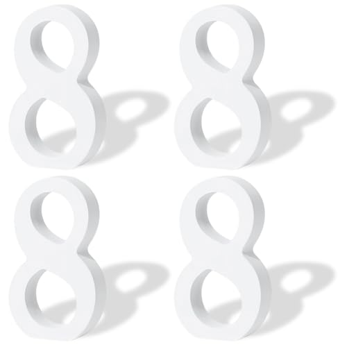 WEBEEDY 4 números de madera blanca de 10 cm, número 8 de madera sin terminar, decoración de pared de madera natural para vacaciones, hogar, cumpleaños, boda, fiesta de Navidad, suministros de