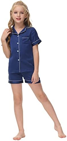 Alunsito Kid Girls Boys Pajamas Set Button Down Short Sleeve Top T-Shirt + Shorts 2Pcs Lounge Sleepwear Nightwear PJs Outfits 3 310rcGu0AvL. AC