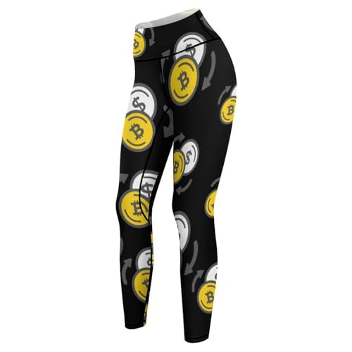 Bitcoins and Dollar Yoga Pants Leggings for Women High Waisted Tummy Control Workout - Image 5