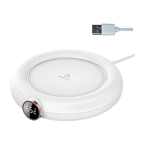 Cup Warmer for Coffee, Milk, Tea, Heated Coffee Mug, Smart Mug Warmer with 3 Temperature Levels, USB Type,Coffee Warmer on Desk for Home and Office Use (White) Cover