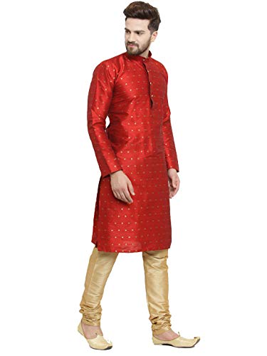 Image of Jompers Men Dupion Silk Kurta and Churidar Pajama Set