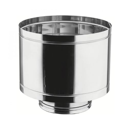ALLINOX Comignolo a Botte Antivento e Antipioggia In Acciaio INOX Coibentato Terminale Canna Fumaria Doppia Parete Per Camino Con Base Tonda Stufa a Legna o Pellet (DN 100/150)