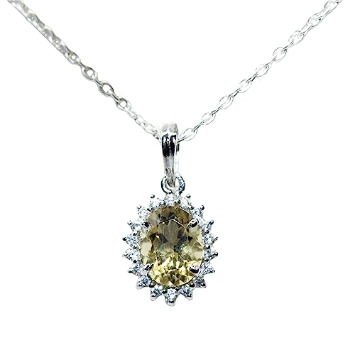 Colgante de citrino natural en plata de ley 925 con circonitas para mujer