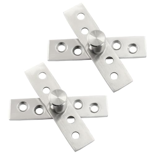 2pcs Center Pivot Hinge, Heavy Duty Pivot Hinge, 360 Rotating Hidden Door Hinges, Stainless Steel Hinges Up Down Shaft with Fixing Screws (76mm X 18mm)