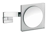 Emco Kosmetikspiegel eckig, mit Beleuchtung, dimmbar, Badspiegel mit Gelenkarm, 5-fach vergrößert – 109606004