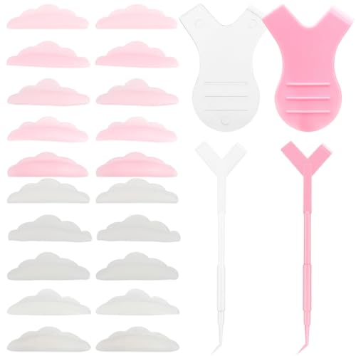 CULEO Recourbe-cils,20 pièces d'espaceurs en silicone pour greffe de cils, 2 pièces de têtes de brosse en forme de Y, 2 pièces d'aiguilles de prélèvement de cils