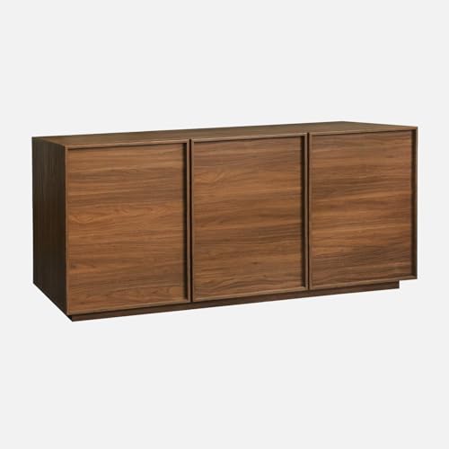 sweeek - Buffet Effet Bois 3 Portes Noyer L 160 x P 43 x H 75cm - Kuba
